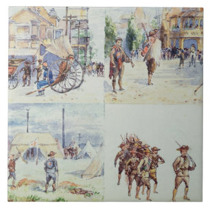 Azulejo De Cerámica Cuatro escenas de la guerra Boer, de un