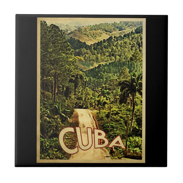 Azulejo De Cerámica Cuba Viaje de época (Frente)