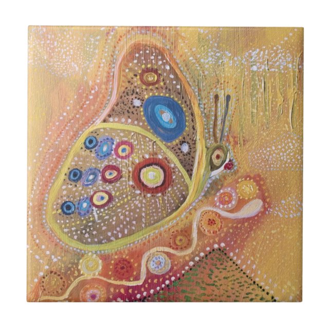 Azulejo De Cerámica Cubierta cerámica de pintura de mariposa (Frente)