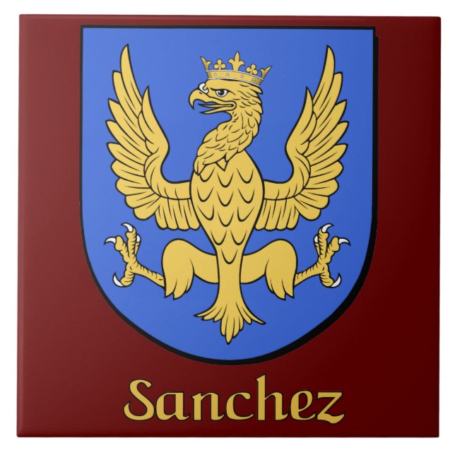 Azulejo De Cerámica Cubierta decorativa Sanchez Family Shield (Frente)