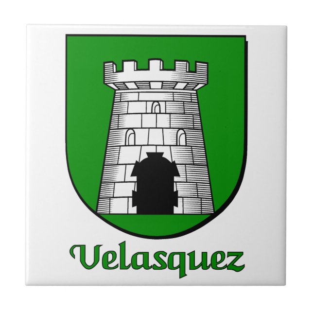 Azulejo De Cerámica Cubierta decorativa Velasquez Family Shield (Frente)