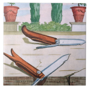 Azulejo De Cerámica Cuchillo que cultiva un huerto, de "Hesperides"