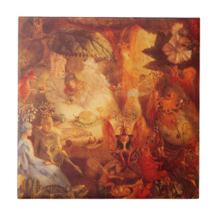 Azulejo De Cerámica Cuento de Hadas Antiguo La Robin Cautiva de Fitzge