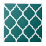 Azulejo De Cerámica Cuevas de cerámica con patentado en cuatrefoil mar<br><div class="desc">Moda de baldosas cerámicas modernas presenta un patrón de entramado de quatrefoil marroquí repetitivo. Haga clic en Personalizar para agregar su propio texto o imágenes para crear un diseño único de un tipo.</div>
