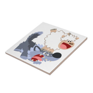 Azulejo De Cerámica Cuidada y juguetona oveja Personalizado y mosaico 