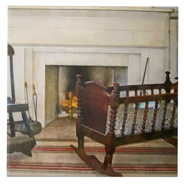 Azulejo De Cerámica cuna cerca de la chimenea (Frente)