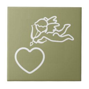 Azulejo De Cerámica Cupid Strikes personalizado mosaico