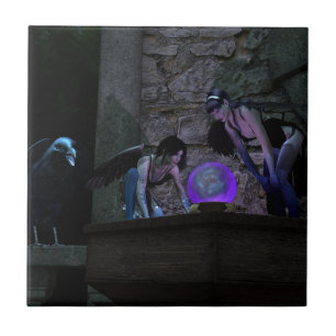 Azulejo De Cerámica Curious Crow Faeries