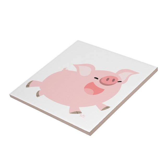 Azulejo De Cerámica Cute Alegre Personalizado Pig Tile (Lado)
