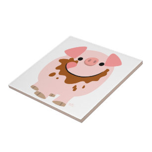 Azulejo De Cerámica Cute chocolate Personalizado Pig Tile