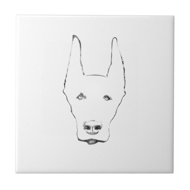 Azulejo De Cerámica Cute Doberman Pinscher Dog Face Sketch (Frente)