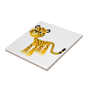 Azulejo De Cerámica Cute Feliz Personalizado Cheetah Tile