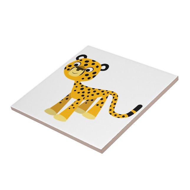 Azulejo De Cerámica Cute Feliz Personalizado Cheetah Tile (Lado)