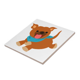 Azulejo De Cerámica Cute Happy Personalizado Staffie Tile