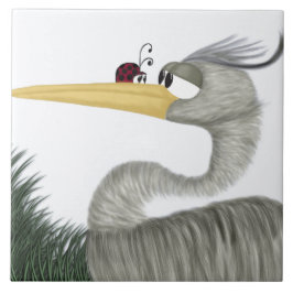 Azulejo De Cerámica Cute Heron y Ladybug