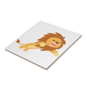 Azulejo De Cerámica Cute joyful Personalizado Lion Tile