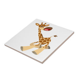 Azulejo De Cerámica Cute Personalizado Ambling Giraffe Tile