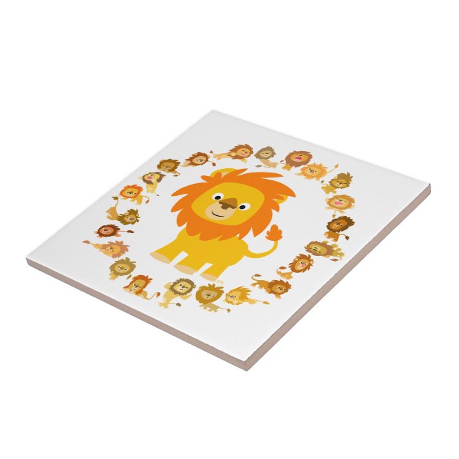 Azulejo De Cerámica Cute Personalizado Lion Mandala Tile (Lado)