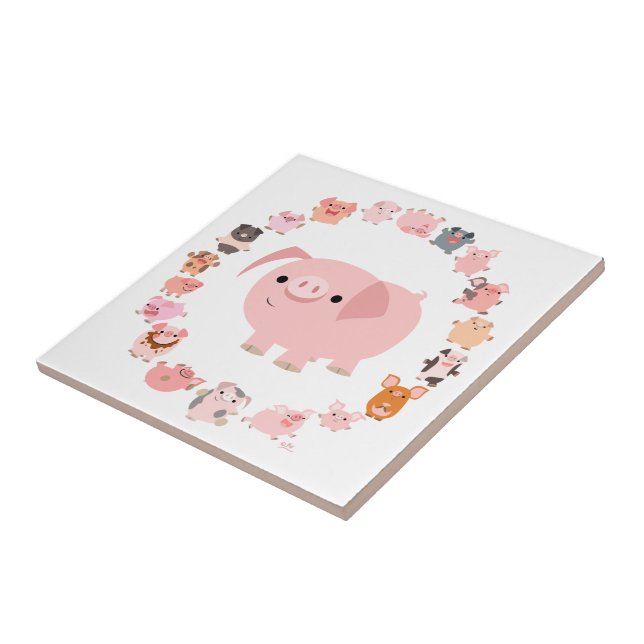 Azulejo De Cerámica Cute Personalizado Pig Mandala Tile (Lado)