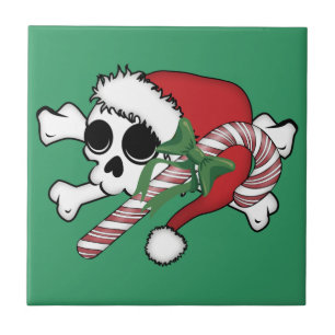 Azulejo De Cerámica Cute Santa Skull
