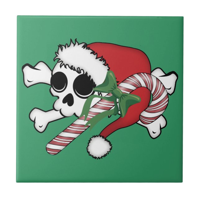 Azulejo De Cerámica Cute Santa Skull (Frente)
