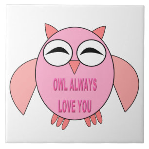 Azulejo De Cerámica Cuto mensaje de amor Owl Tile