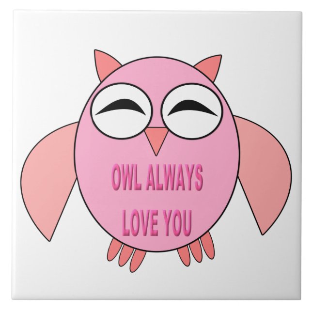 Azulejo De Cerámica Cuto mensaje de amor Owl Tile (Frente)