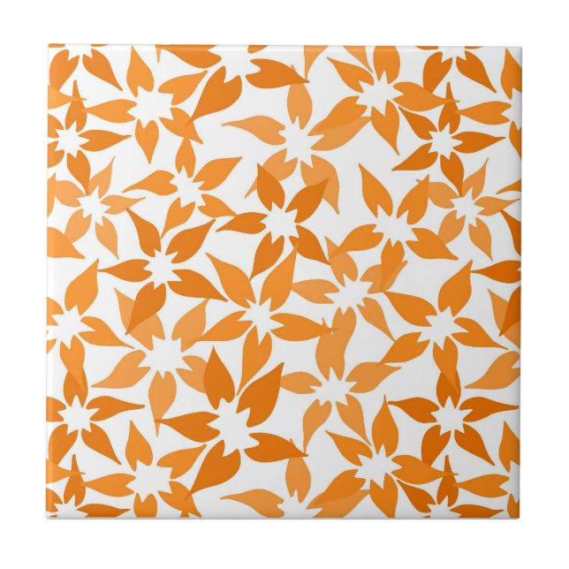 Azulejo De Cerámica Cuto Naranja floral Tile (Frente)