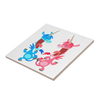 Azulejo De Cerámica Cuto Personalizado bailando Unicornio Tile