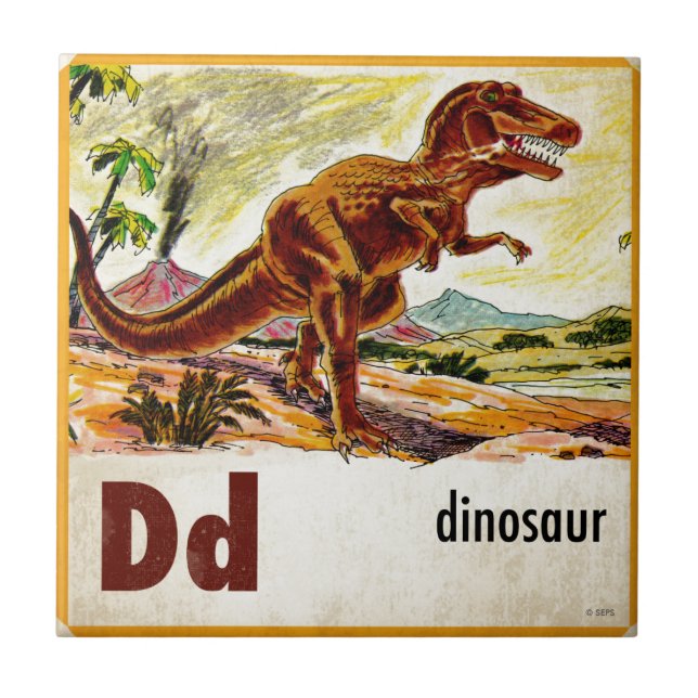 Azulejo De Cerámica D es para Dinosaur (Frente)