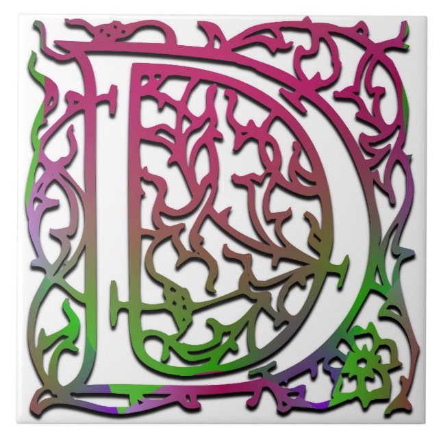 Azulejo De Cerámica D Monograma "Jardín Besque" Tile cerámico (Frente)