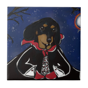 Azulejo De Cerámica Dachshund de Halloween