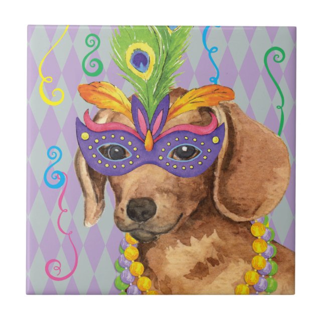 Azulejo De Cerámica Dachshund del carnaval (Frente)