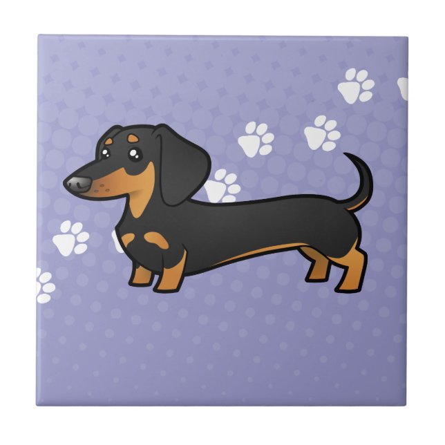 Azulejo De Cerámica Dachshund del dibujo animado (capa lisa) (Frente)