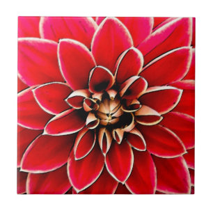 Azulejo De Cerámica Dahlia roja, arte digital