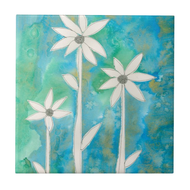 Azulejo De Cerámica Dainty Daisies I (Frente)