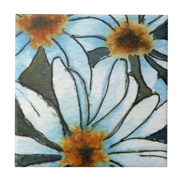 Azulejo De Cerámica "Daisies" Cocina Jardín Tile Cerámico (Frente)