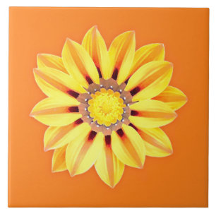 Azulejo De Cerámica Daisy africano / Gazania - Naranja y amarillo
