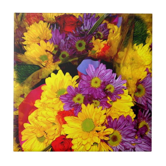 Azulejo De Cerámica Daisy Flower Mix 8 Tile (Frente)