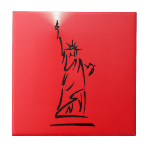 Azulejo De Cerámica Dama Libertad de NY Rojo