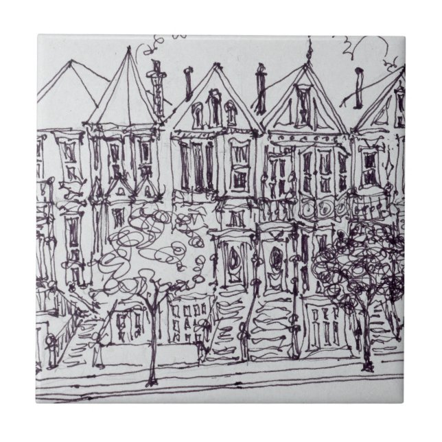 Azulejo De Cerámica Damas pintadas| San Francisco, California (Frente)