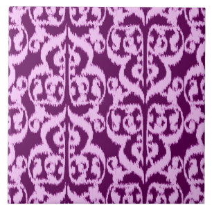 Azulejo De Cerámica Damasco árabe de Ikat - morado y orquídea