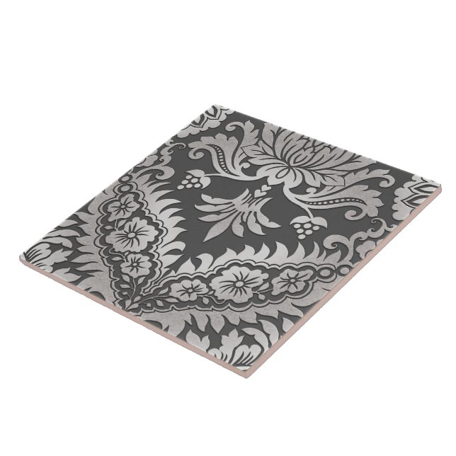 Azulejo De Cerámica DAMASCO de CATALINA en ESTAÑO y PLATINO (Lado)