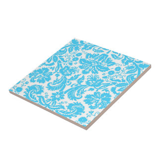 Azulejo De Cerámica Damasco de lujo azul y blanco modelado