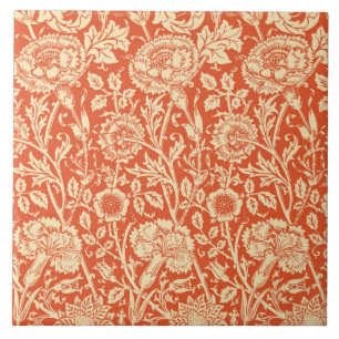 Azulejo De Cerámica Damasco del clavel de Nouveau del arte, mandarina