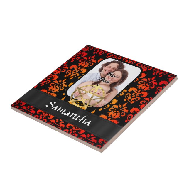 Azulejo De Cerámica Damasco y pentáculo (Lado)