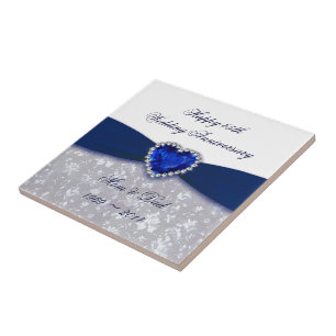 Azulejo De Cerámica Damask 45th Boda Aniversario Tile