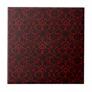Azulejo De Cerámica Damask Maroon Black