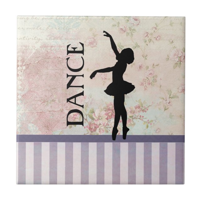 Azulejo De Cerámica Dance - Ballerina Silhouette Vintage Background (Frente)