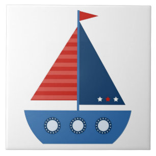 Azulejo de cerámica de baño - Barco de vela